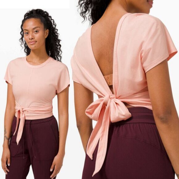 lululemon athletica Tops - Lululemon Its A Tie Tee Pink Mist Size 4